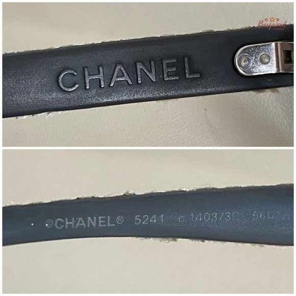 Authentic CHANEL Black Acetate Frame w/ White & Black Tweed CC Sunglasses - 5241 main image 10